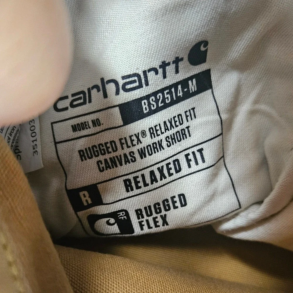 Carhartt Canvas Work Shorts Mens 38 Tan BS2514-M Rugged Flex Relaxed Fit Utility